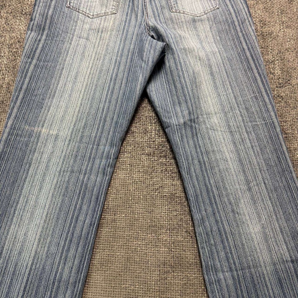 MXM Women's Striped Light Blue Straight Leg Jeans - Picture 9 of 14